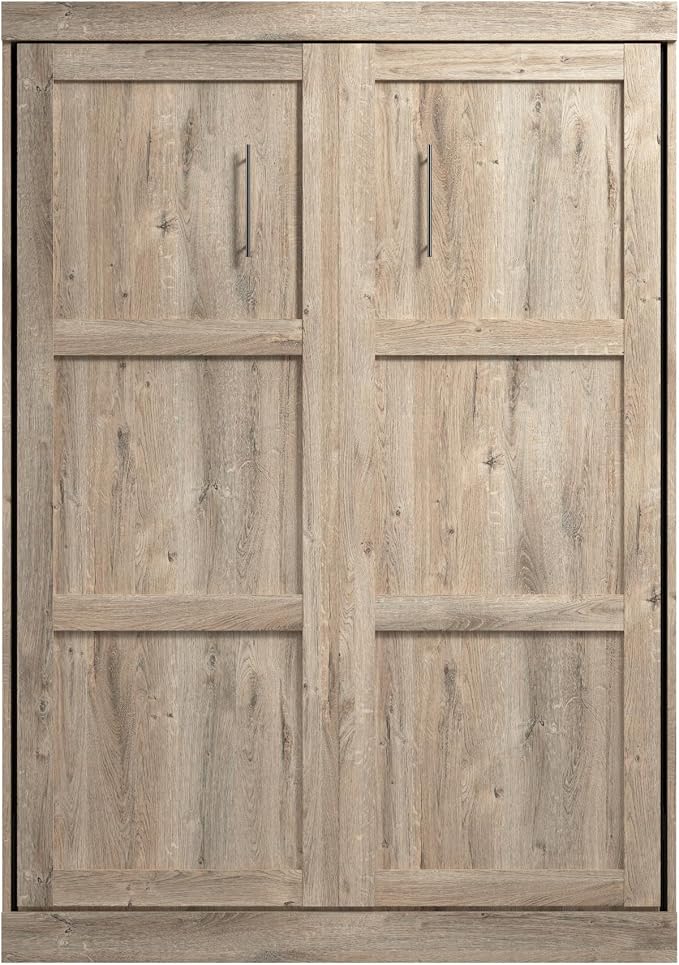 BESTAR Pur Murphy, Space-Saving Wall Bed for Multipurpose Guest Room or Home Office, Full, Rustic Brown