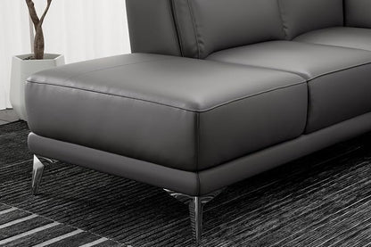 Valencia Pista 113" Cloudy Grey Full Leather Reclining Sectional Sofa with Left Hand Chaise | Power Recliner Chair, Nappa 11000 Leather | L Shaped Couch for Living Room Furniture