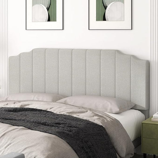 Befurtori King Size Headboard Only, Linen Wall Mounted Headboard King for Adjustable Bed Modern Upholstered Head Board Easy Assembly, Linen Gray