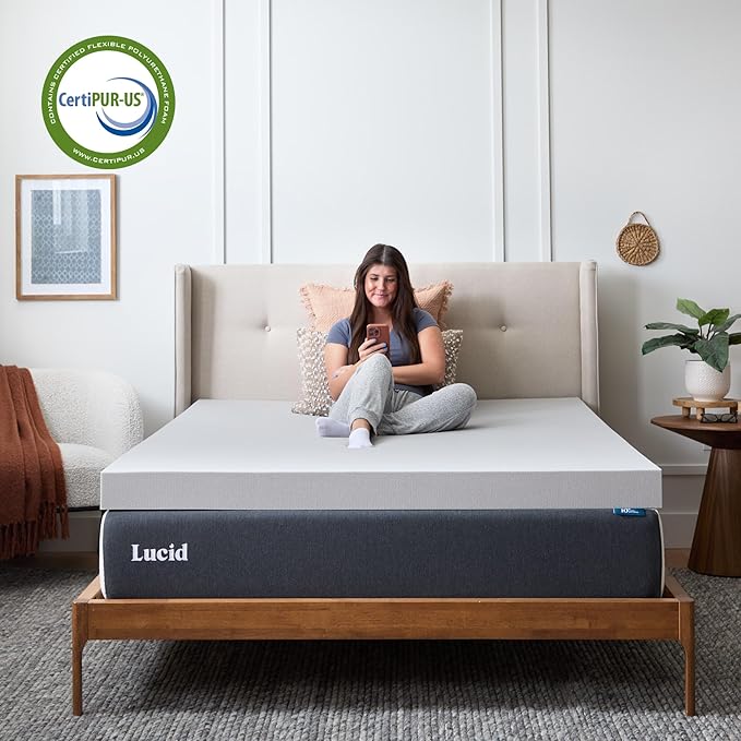 Lucid® 4" Bamboo Charcoal Memory Foam Topper – Extra Thick – Cal King