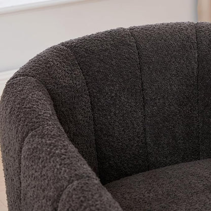Swivel Barrel Chair Set of 2, 360 Degree Round Swivel Accent Chair for Living Room, Mid Century Modern Upholstered Accent Chair,Comfy Tufted Sofa Armchairs for Bedroom,Nursery,Boucle,Charcoal