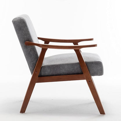 Container Furniture Direct Accent Chair with Microfiber Upholstery and Solid Wood Frame, Classic Mid-Century Modern Living Room Furniture for Extra Seating, Spotted Grey