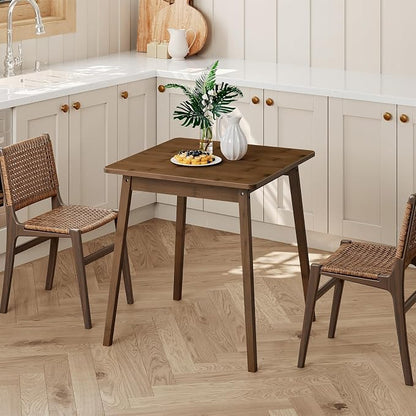 HOOBRO Bamboo Dining Table, Square Dining Table for 2, 27.6" Kitchen Table for Small Space, Writing Table, Easy to Assemble, for Dining Room, Living Room, Office, Kitchen, Apartment, Brown BR70CZ01G1