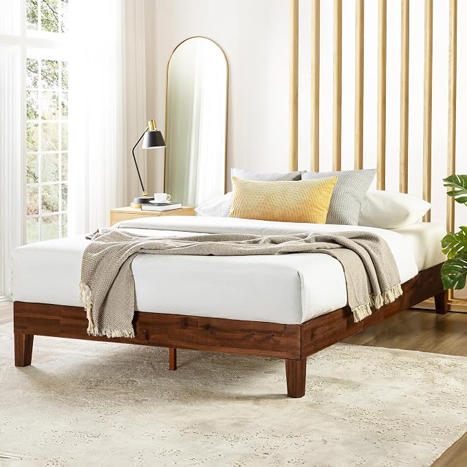 Mellow Naturalista Grand - 12 Inch Solid Wood Platform Bed with Wooden Slats - No Box Spring Needed - Full (Espresso)