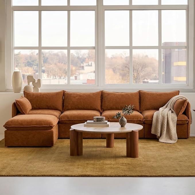 Cloud Modular Sectional Sofa, Oversized Deep Seat Comfort, Luxe Chenille | Fully Removable Washable Covers, Memory Foam Seat Cushions, Storage Ottoman, Premium Fabric