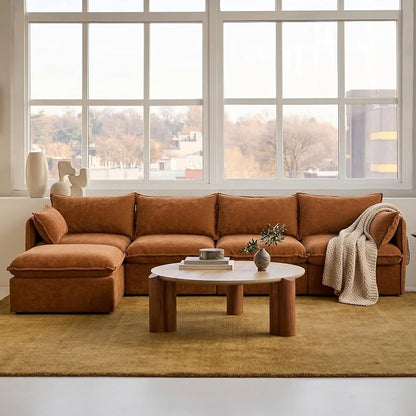 Cloud Modular Sectional Sofa, Oversized Deep Seat Comfort, Luxe Chenille | Fully Removable Washable Covers, Memory Foam Seat Cushions, Storage Ottoman, Premium Fabric