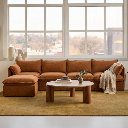 Cloud Modular Sectional Sofa, Oversized Deep Seat Comfort, Luxe Chenille | Fully Removable Washable Covers, Memory Foam Seat Cushions, Storage Ottoman, Premium Fabric