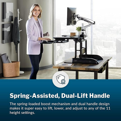 Vari VariDesk Pro Plus 30 Height Adjustable Standing Desk Converter for Home Office - Sit to Stand Desk with 11 Height Settings, Spring-Assisted Lift, and Weighted Base - Fully Assembled, Black