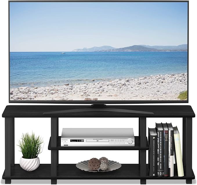 Furinno ‎20 Pounds Turn-N-Tube No Tools 3D 3-Tier Entertainment TV Stand up to 50 inch TV, Square Tubes, Americano/Black