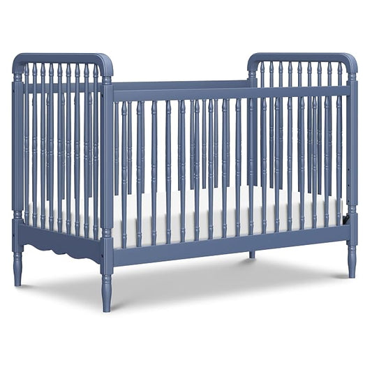Namesake Liberty 3-in-1 Convertible Spindle Crib, Cove Blue | GREENGUARD Gold & FSC Certified, Converts to Toddler Bed & Daybed, 4 Adjustable Heights, Toddler Conversion Kit Included