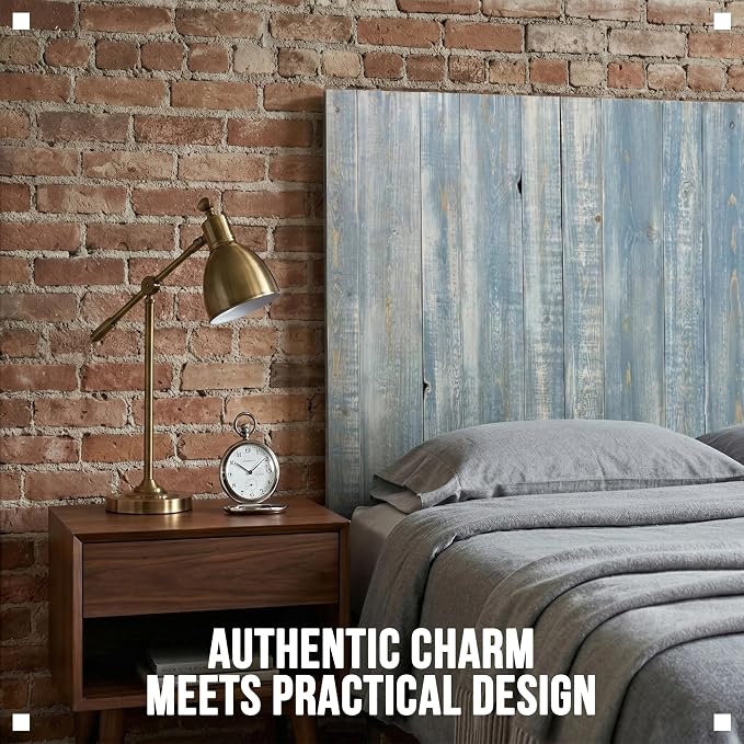 Barn Walls Solid Wood Queen Headboard, Wall Mounted Floating Fluted Headboard for Queen Bed Size, Farmhouse Rustic Mid Century Style, Low Profile Mount, Blue Powderwash, 64.5" L x 2" W x 36" H
