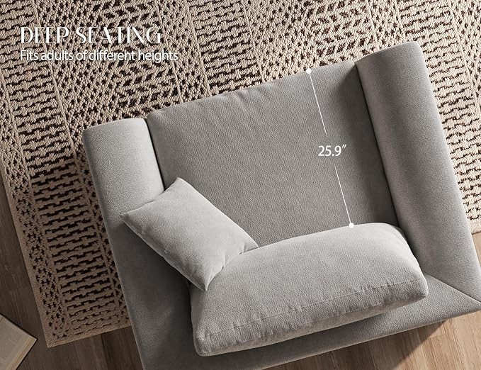 ohllob 48.6" Single Sofa, Small Boneless Couches for Living Room, Cloud Couch for Bedroom, Office, Light Grey