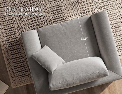 ohllob 48.6" Single Sofa, Small Boneless Couches for Living Room, Cloud Couch for Bedroom, Office, Light Grey