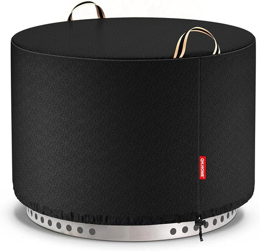 QH.HOME Fire Pit Cover Round for Solo Stove Bonfire 22", Waterproof Smokeless Fire Pit Cover, 600D Strong Tear Resistant, Fits for Gas/Table/Bowl Fire pits - 23" D X 16" H