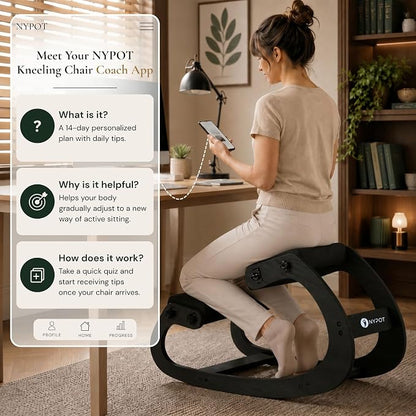 NYPOT Ergonomic Kneeling Chair with Adjustable Seats - Knee Chair for Posture Correction & Kneel Rocking Stool for Desk - Back Pain Relief for Home and Office, Supports 250 pounds - 5 Years Warranty