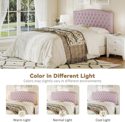 Queen Headboard Only, Upholstered Headboard for Adjustable Bed Velvet Tufted Queen/Full Size Wall Mounted Head Board with Solid Wood Legs Head Board, Pink