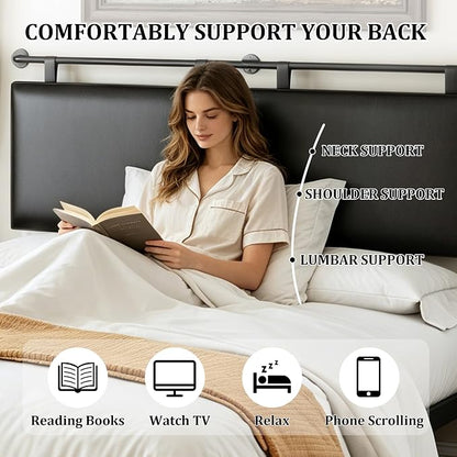 BSHOMGI Queen Headboard Only, Wall Mounted Hanging Upholstered Bed Head Board Sturdy and Durable Solid Wood Bed headboard, Fabric Headboards Adjustable(Black, Queen)