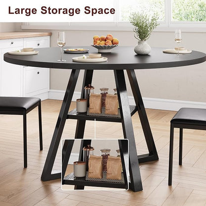 Jocoevol Round Dining Table for 4,Kitchen Dining Room Circle Dinner Pedestal Table,Space Saving Wood Kitchen & Dining Room Furniture (Black, 42In)
