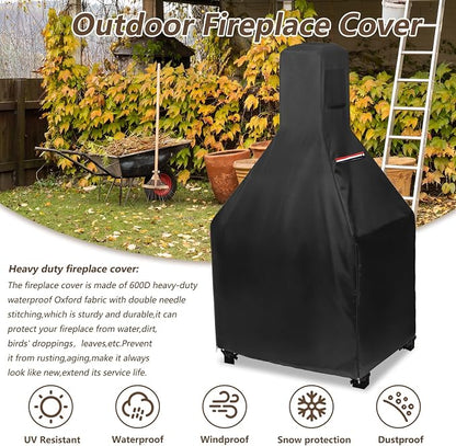 Outdoor Fireplace Cover,600D Heavy-Duty Waterproof Cover Compatible with Endless Summer Wood Burning Outdoor Fire House,43.3" H x 25" L x 20" W