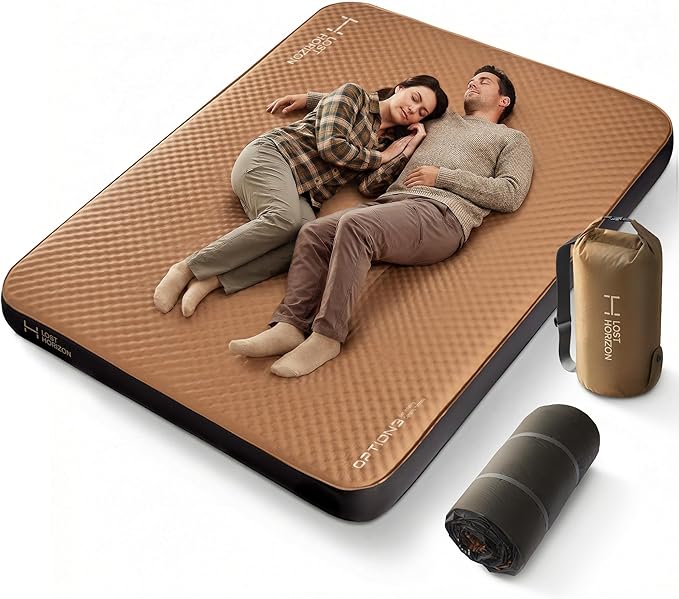 Lost Horizon Air & Foam Camping Mattress, Self-Inflating Sleeping Pad, 4.5" Thick, with Pump Sack, Queen