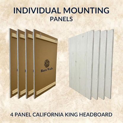 Barn Walls Whitewash Headboard, California King Size | Coastal Design Distress, Solid Wood, Floating Panels, Wall Mount, Adjustable Height