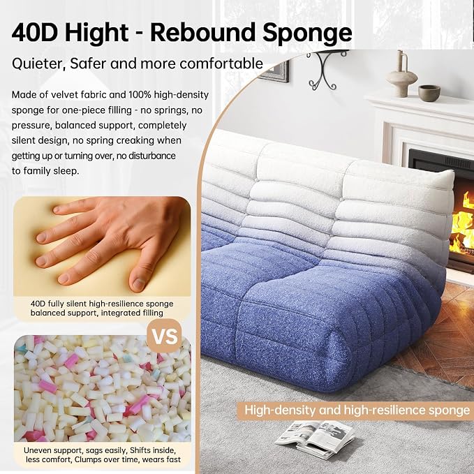 WHGBJA Bean Bag Chairs for Adults with Memory Foam Couch, Loveseat Sofa Chair for Bedroom, Living Room, Reading, Gaming Floor Sofa Couch, Boneless, Comfy