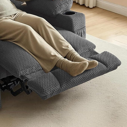 MCombo Oversized Zero Gravity Recliner Chair with Heating and Massage, Power Recliner for Big and Tall with USB & Type C Ports, Cup Holders for Living Room 8017 (Grey, Oversized)