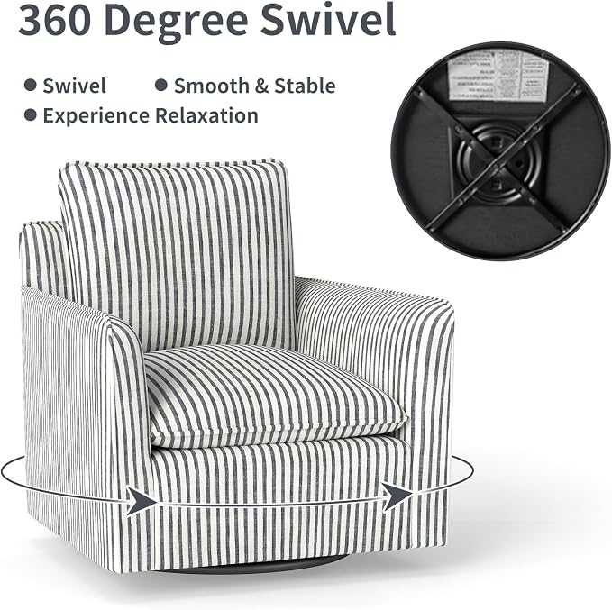 INZOY Swivel Accent Chair Set of 2, Upholstered Square Chair, Swivel Barrel Reading Chair with Thick Padded Backrest Cushion for Living Room Bedroom Small Space, Blue