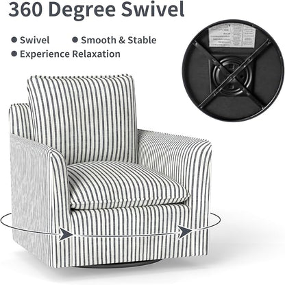 INZOY Swivel Accent Chair Set of 2, Upholstered Square Chair, Swivel Barrel Reading Chair with Thick Padded Backrest Cushion for Living Room Bedroom Small Space, Blue