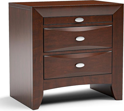 Furniture of America Darius Transitional Solid Wood 3-Piece King Platform Bedroom Set with Drawers, Bookcase Headboard and Knob Pulls, Mattress Ready, Dark Cherry