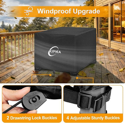 Kipiea Square Fire Pit Cover, Upgraded 600D Strong Tear Resistant, 28" L x 28" W x 25" H Super Waterproof Fire Pit Table Cover, UPF 50+ Outdoor Firepit Cover Square Fading Resistant