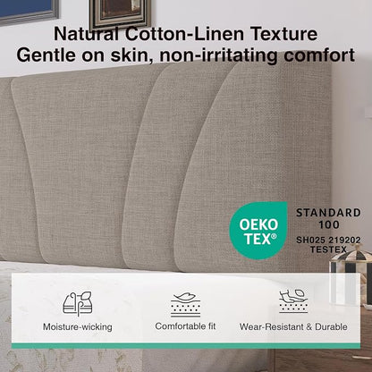 Novilla Full Size Bed Frame, Full Size Bed Frame with Headboard, Full Size Bed Frame with Storage Drawers, Full LED Bed Frame, Charging Station and Adjustable Headboard, No Box Spring Needed, Beige