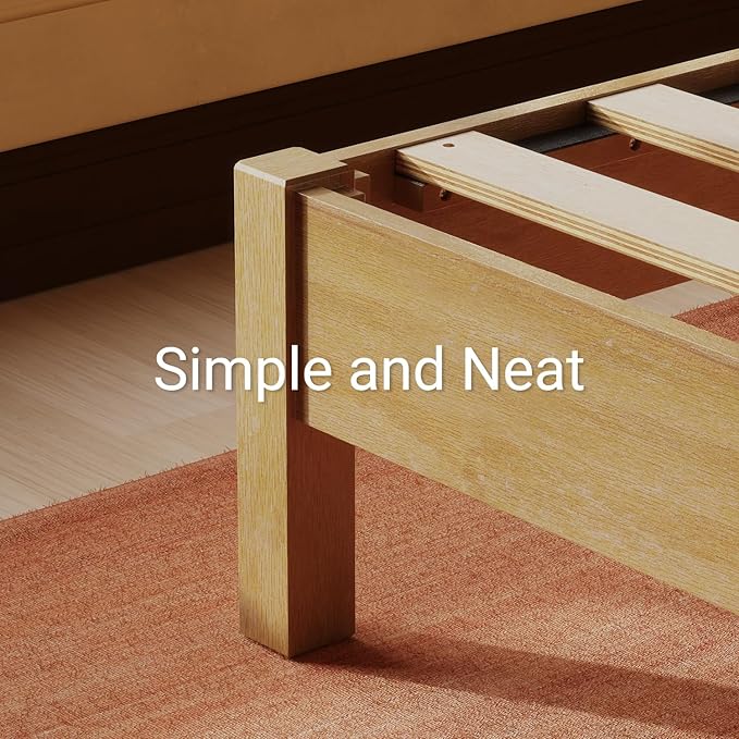 LIFEMENT Twin Bed Frame Signature Wood Platform, Noise Free, Under Bed Storage, No Box Spring Needed, Easy Assembly, Natural