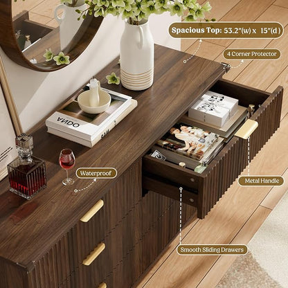 Lulive Modern Dressers and Nightstands Set 3-Piece, 2 Night Stands + 6-Drawer Dresser with Charging Station Modern Bedroom Sets