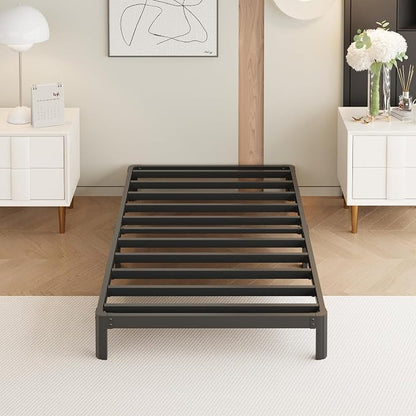 Yicensen 8 Inch Twin Bed Frames No Box Spring Needed, Heavy Duty Metal Twin Size Platform Bed Frame with Rounded Corner Legs, Easy Assembly, Noise Free, Black