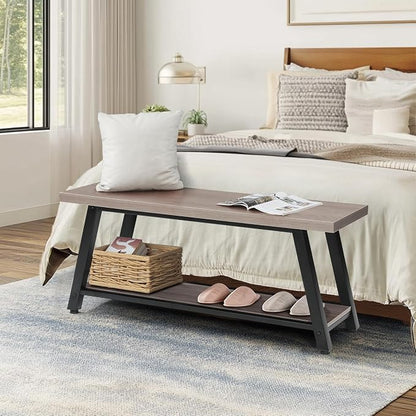 43" Farmhouse Entryway&End of Bed Wood Bench,Light Grey | Skandiquip 43"47" Wood Farmhouse Entryway Bench, Mid Century Rustic End of Bed Bench for Mudroom, Living Room & Kitchen