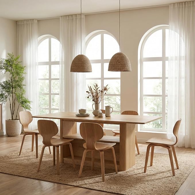 FUQARHY 63" Dining Table with Storage, Farmhouse Rectangular Kitchen Table