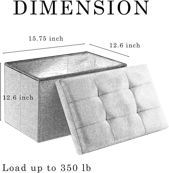 Storage Ottoman Cube Small Footrest Foldable Seat Foot Stools Square Tufted Ottoman Linen Beige