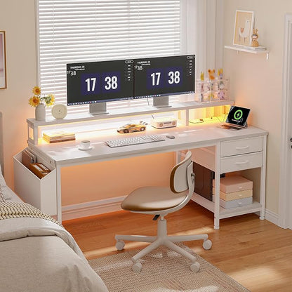 DurayLoly 55" Small Gaming Desk with Remote Control RGB Light for Teen Gamer,10m Full-Color Strip with Wireless Remote,20 Dynamic & 20 Lighting Modes, Effortless Control to Level Up Your Gaming Vibe