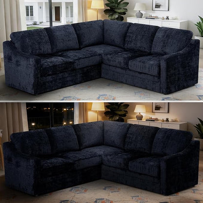 89" Chenille Sectional Sofa with High Density Sponge, Modern 5-Seats Corner Couch with Deep Seat, Comfy Modular L Shaped Couch with Comfortable Back Cushions for Living Room, Blue