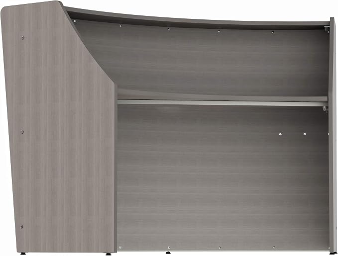 Linea Italia Curved Modern Office Desk Easy to Assembly Single Unit Reception Counter for Lobby, Salon, 70" x 27", Ash