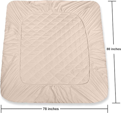Quilted Fitted Mattress Pad, King Mattress Protector Topper with Deep Pocket Stretches up to 16 Inches, Machine Washable Mattress Cover by Utopia Bedding (Beige)
