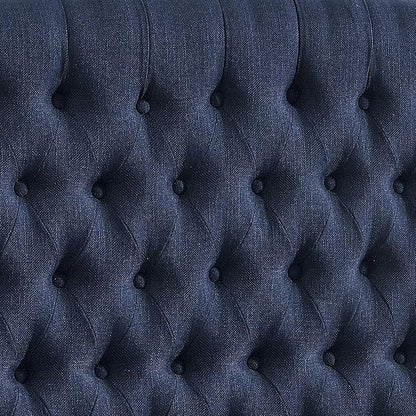 24KF Upholstered Tufted Button Linen Fabric Headboard,Comfortable Fashional Headboard King/CA King Size,Navy Blue