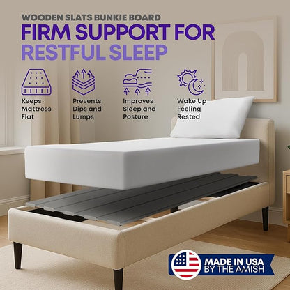 Greaton, Wooden Twin Bed Slats for Support Under Mattress with Cover – Replacement Wood Slats for Twin Size Bed Frame – Under Mattress Support Without Extra Height – 2.38-Inch Standard Width