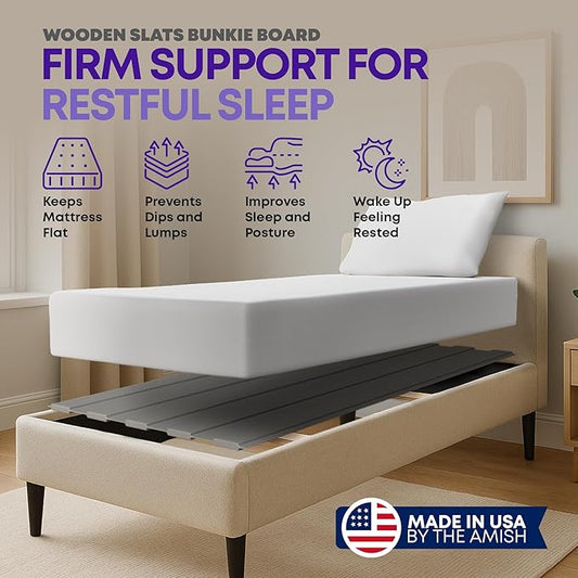 Greaton, Wooden Twin Bed Slats for Support Under Mattress with Cover – Replacement Wood Slats for Twin Size Bed Frame – Under Mattress Support Without Extra Height – 2.38-Inch Standard Width