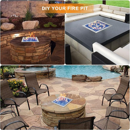 Onlyfire 12 Inch Square Fire Pit Burner Pan with Square Burner Ring – 304 Stainless Steel Drop-in Gas Fire Pit Insert for Natural Gas & Propane, 88,000 BTU, Square Flame Pattern for DIY Fire Table