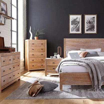Grain Wood Furniture Montauk Solid Wood 5 Piece Bedroom Set in Driftwood, King Bed