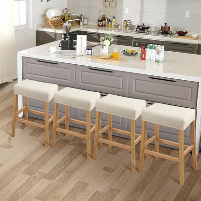 YISUN Stool Covers Rectangle - 4 Pack Stretch Waterproof Saddle Seat Cover Counter Bar Stools Bar Chairs Covers Kitchen Island Chairs Cushion Protector