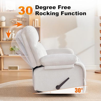 Eiayeebil Oversized Swivel Rocker Recliner Chair Set of 2 for Adult, Rock Recliner for Big Man, Extra Wide Manual Recliners, Overstuffed Soft Rocking Sofa Chair(Beige)