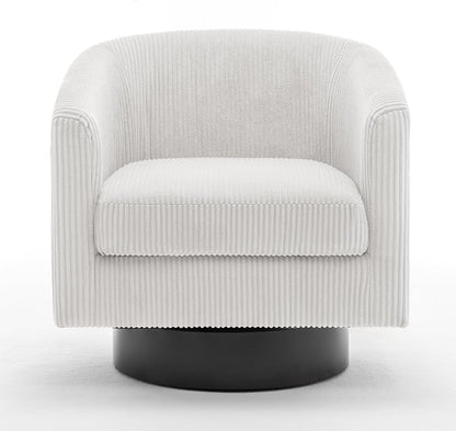 Swivel Accent Chair, Upholstered Corduroy Barrel Chair for Living Room, Small Single Sofa Bedroom Reading Seat, Beige